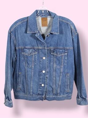 GAP Women’s Denim Jacket Size S Blue Jean Cropped Trucker Classic Casual
